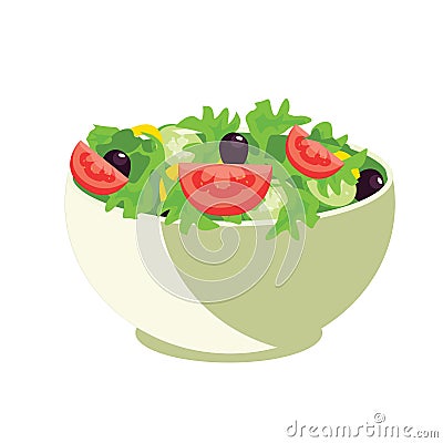 Delicious greek salad flat vector illustration Vector Illustration