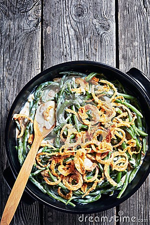 Green Bean Casserole, top view, flat lay Stock Photo