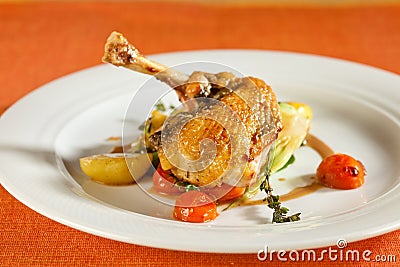 Delicious grilled chicken with vegetables. Stock Photo