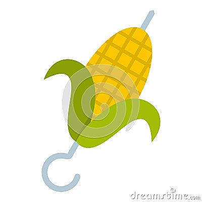 Delicious grilled corn in skewer icon Vector Illustration