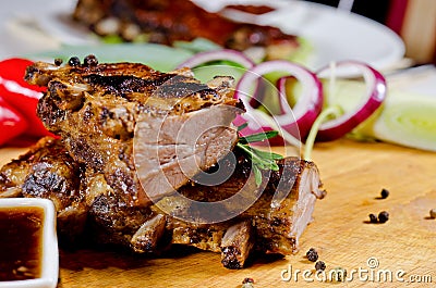 Delicious grilled marinated rack of lamb Stock Photo