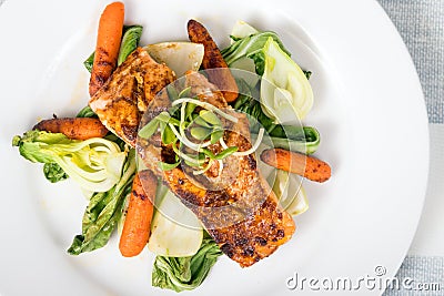 Delicious grilled salmon fish dish Stock Photo