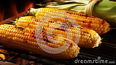 delicious grilled sweet corn Cartoon Illustration