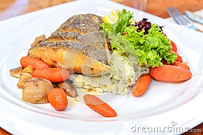 Delicious Halibut fish dish Stock Photo