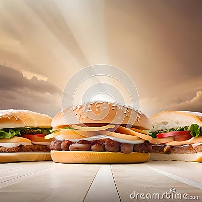 Delicious hamburger - ai generated image Stock Photo