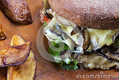 Delicious hamburguer served Australian bread Stock Photo