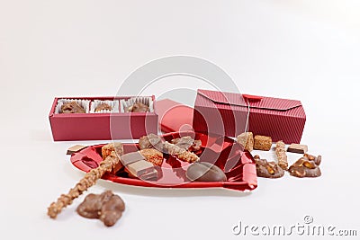 Delicious handmade chocolates are great gifts to conquer who you love. Stock Photo