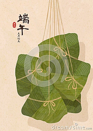 Delicious hanging zongzi Vector Illustration