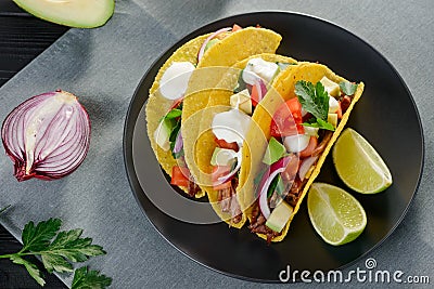 Delicious hard-shell tacos Stock Photo