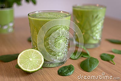 Delicious and healthy green smoothie Stock Photo