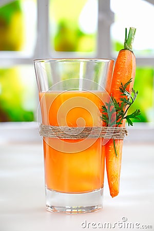 Delicious healthy liquidised carrot juice Stock Photo