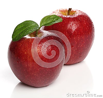 Delicious healthy red apples over white Stock Photo