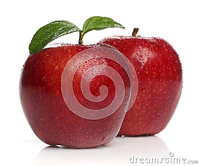 Delicious healthy red apples over white Stock Photo