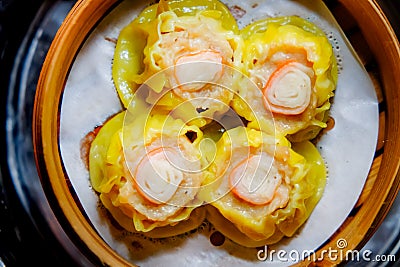 Delicious and Healthy Steamed Dim Sum, Chinese Oriental Cuisine Stock Photo
