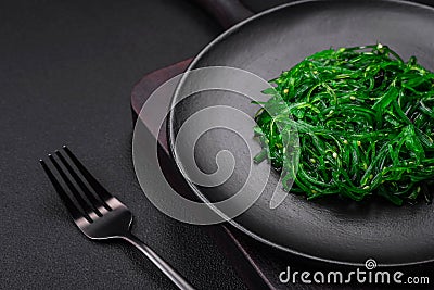 Delicious healthy vegetarian hiashi wakume seafood salad with sesame seeds Stock Photo