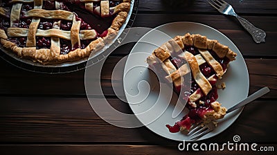 Delicious Homemade Cherry Pie with Flaky Crust Stock Photo