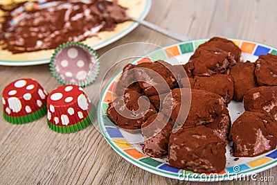 Delicious homemade chocolate truffle praline Stock Photo