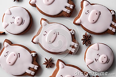Delicious gingerbread cookies 2019 new year Stock Photo