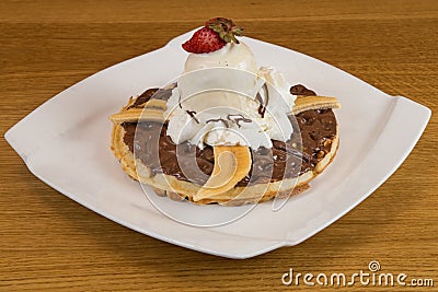 Delicious homemade gofre waffles Stock Photo