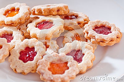 Delicious homemade jam-filled cookies Stock Photo