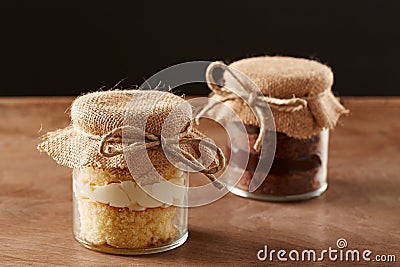 Delicious homemade jar cakes Stock Photo