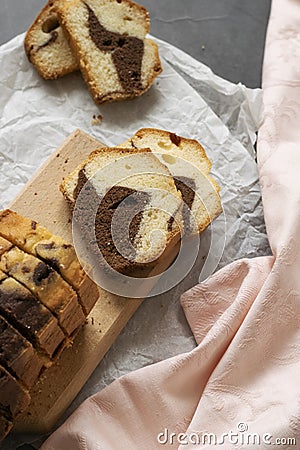 Delicious homemade marble pound cake Stock Photo