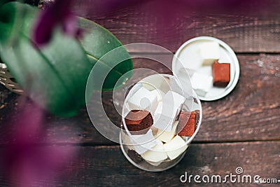 Delicious Homemade Marshmallows - Chocolate, Papaya, Vanilla and Stock Photo