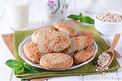 Delicious homemade Oatmeal cookies Stock Photo