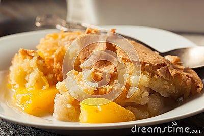 Delicious Homemade Peach Cobbler Stock Photo