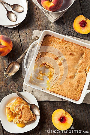 Delicious Homemade Peach Cobbler Stock Photo