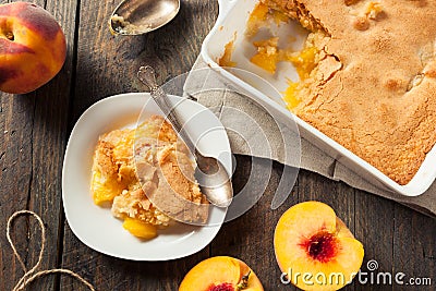 Delicious Homemade Peach Cobbler Stock Photo