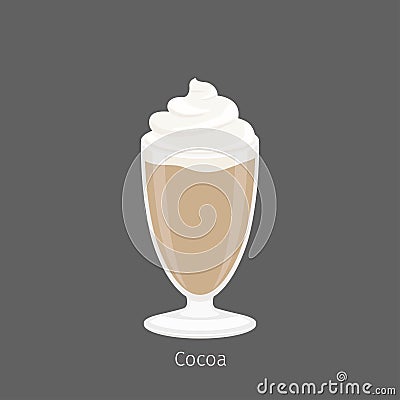 Delicious Hot Cocoa or Drinking Chocolate in Glass Vector Illustration