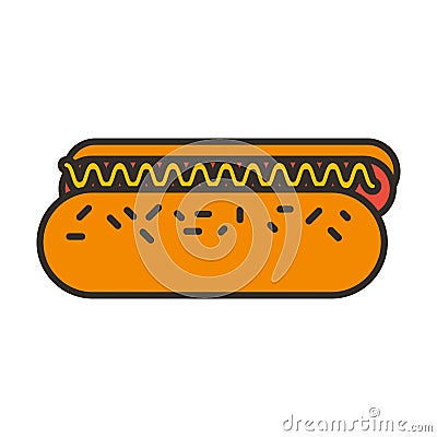 Delicious hot dog icon Vector Illustration