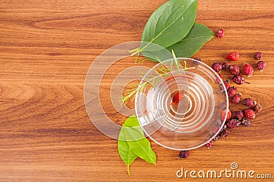 Delicious hot tea on table Stock Photo