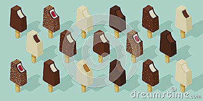 Delicious ice creams background Cartoon Illustration