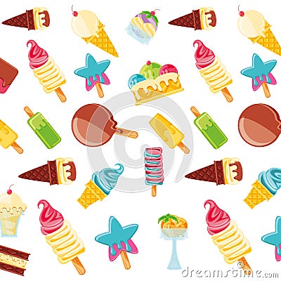 Delicious ice creams pattern background Vector Illustration