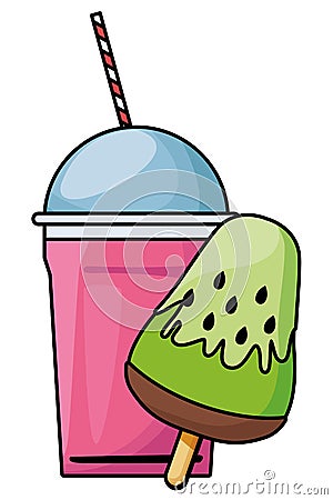 Delicious ice lolly icon cartoon and frozen ice shaved Vector Illustration