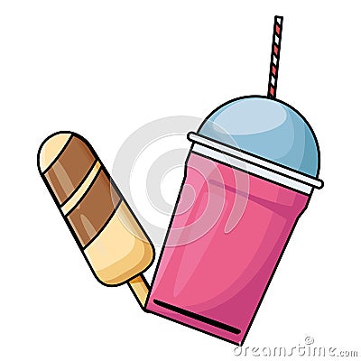 Delicious ice lolly icon cartoon and frozen ice shaved Vector Illustration