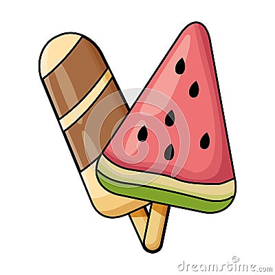 Delicious ice lolly icon cartoon Vector Illustration