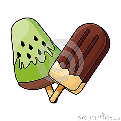 Delicious ice lolly icon cartoon Vector Illustration