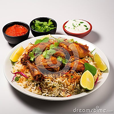 Delicious Indian Spicy Chicken Biryani Stock Photo