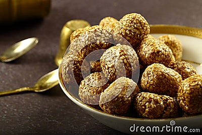 Delicious Indian sweets- sesame balls, Stock Photo