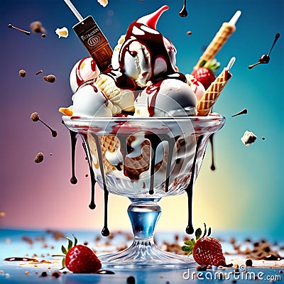 Delicious Italian gelato is a frozen dessert that is made with milk, sugar, and other flavorings Stock Photo