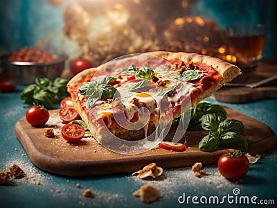 Delicious Italian Neapolitan pizza Naples style pizza made with tomatoes and mozzarella Stock Photo