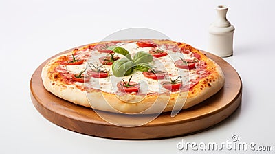 Delicious Italian Pizza With Tomato And Basil Stock Photo