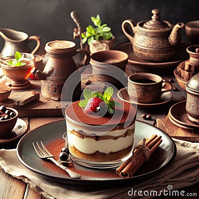 delicious italian tiramisu dessert Stock Photo