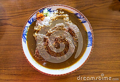 Delicious japanese burger curry rice bowl Stock Photo