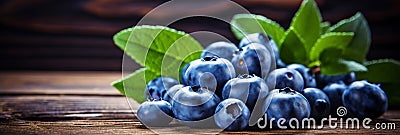 Delicious juneberries background banner for fresh and healthy summer vibes with ripe juicy berries Stock Photo