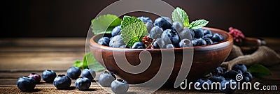 Delicious juneberries freshly harvested background banner for food and nutrition concepts Stock Photo