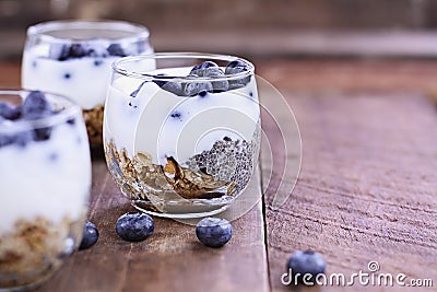 Delicious Kefir Yogurt and Chia Parfait Stock Photo